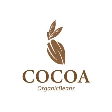 Simple concept of cocoa bean logo, old vintage design and symbol of plantat.. Stock Illustration