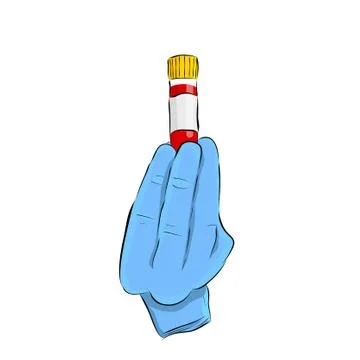 Simple Conceptual Hand Draw Sketch Vector, doctor hand holding plastic testin Stock Illustration