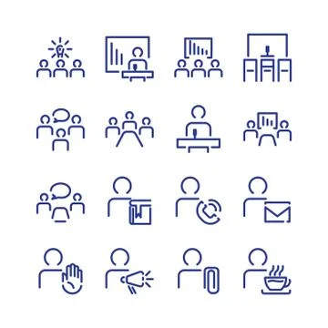 Simple conference icon set. Vector illustration bold line. Stock Illustration