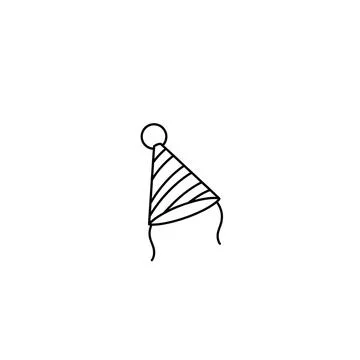Simple conical party hat outline drawing for birthday celebrations Stock Illustration