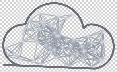 Simple connected nodes cloud mesh transparent PNG design element Stock Photos