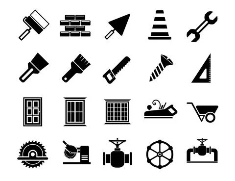 Simple construction icons set. Universal construction to use for web and mobi Stock Illustration