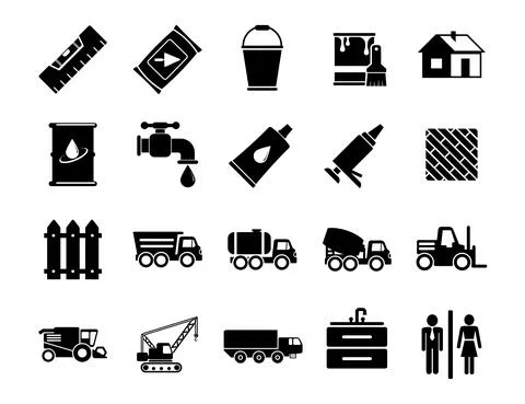 Simple construction icons set. Universal construction to use for web and mobi Stock Illustration