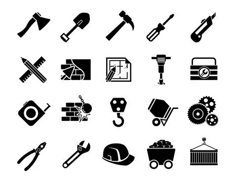 Simple construction icons set. Universal construction to use for web and mobi Stock Illustration