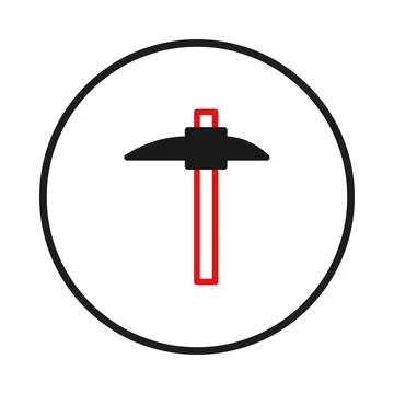 Simple construction pickaxe tool icon inside a circle, symbolizing labor, m.. Stock Illustration