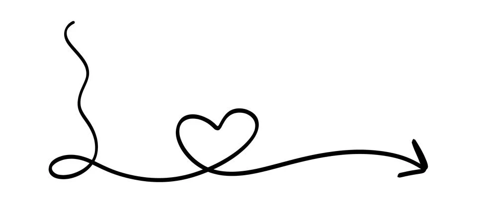 Simple continuous line drawing of a heart shape with an arrow Stock Illustration