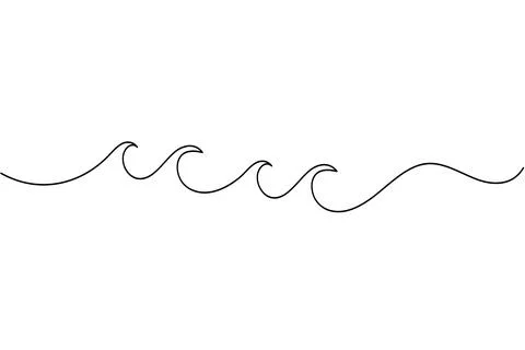 Simple continuous line wave design isolated on white background Stock Illustration
