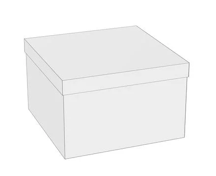 Simple contour closed box, isolated on white, 3d render Stock Illustration