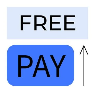 Simple Contrast Between Free and Paid Options Emphasized by Arrow Pointing .. Stock Illustration