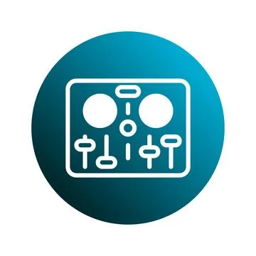 Simple controller interface design in white outline on gradient blue circle.. Stock Illustration