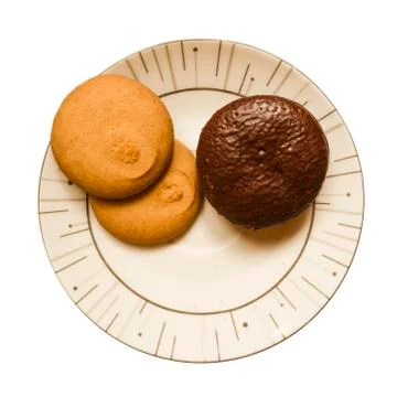 Simple cookie plate isolated on white Stock Photos