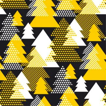 Simple cool geometric Christmas tree seamless pattern Stock Illustration