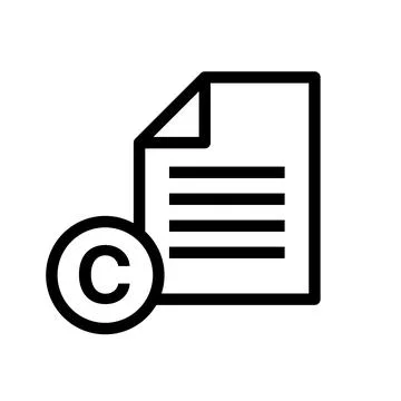 Simple copyright mark and document icon. Vector. Illustrazione stock