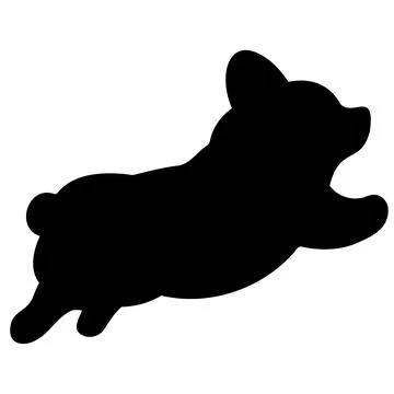 Simple Corgi Silhouette jumping in side view Stock Illustration