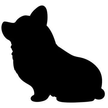 Simple Corgi Silhouette sitting in side view Stock Illustration