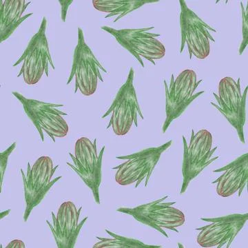 Simple Cornflower Floral Seamless Pattern on a Blue Background. Stock Illustration