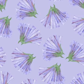 Simple Cornflower Floral Seamless Pattern on a Blue Background. Stock Illustration