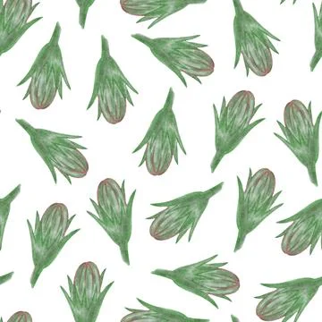 Simple Cornflower Floral Seamless Pattern on a White Background. Stock Illustration