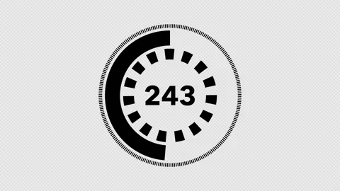 Simple count-up animation from 0 to 500, black circle dash rotation. 4k Alph Stock Footage 311325382