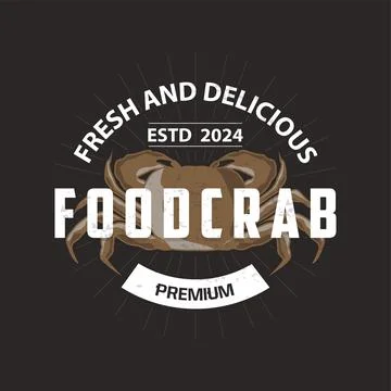 Simple crab logo design vector retro vintage seafood restaurant sea crab fa.. Stock Illustration