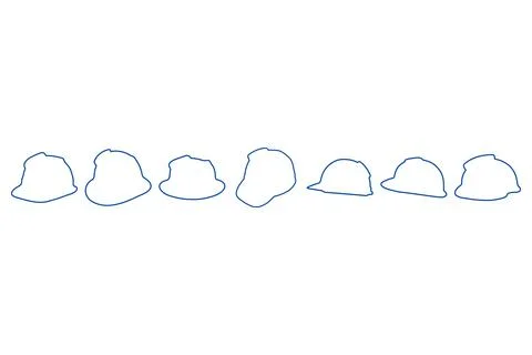 Simple craftsman hat outline design set Stock Illustration