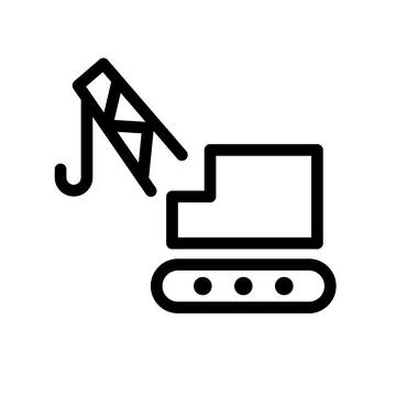 Simple crane machine icon. Construction vehicle. Construction equipment. Ve.. Stock Illustration
