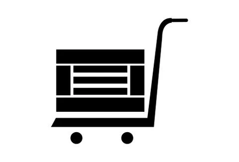 Simple crate on a cart icon Stock Illustration