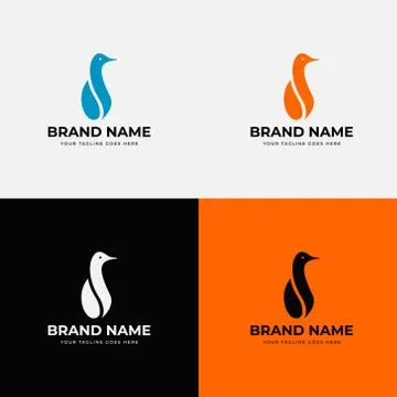Simple creative abstract penguin bird logo design template vector illustratio Stock Illustration