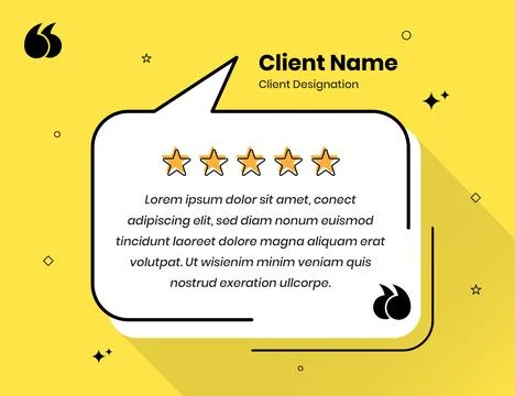 Simple creative light yellow color client feedback and testimonial template Illustrazione stock