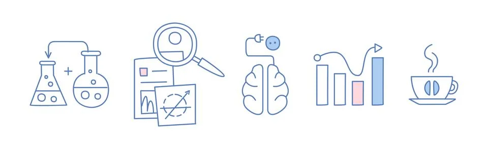 Simple Creative Process Line Icon and Object Vector Set 스톡 일러스트