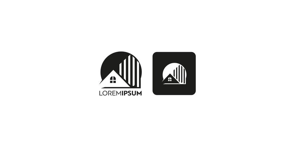 Simple Creative Real-estate logo with a minimalistic design Stock Illustration
