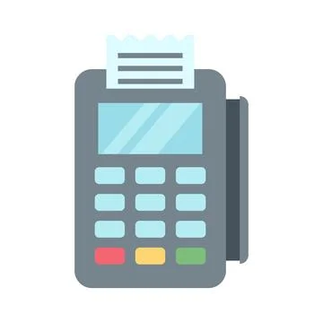 Simple Credit Card Machine with Receipt Illustration Vector Template Stock Illustration