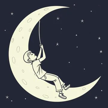 Simple Crescent Moon Vector Graphic Stock Illustration