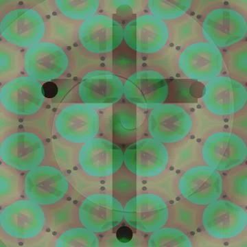 Simple cross blended with abstract regular green round and triangle pattern Stock Illustration