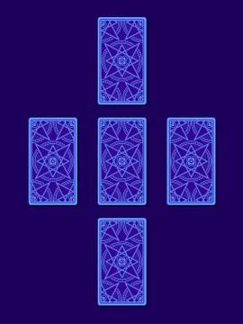 Simple cross tarot spread. Tarot cards back side Stock Illustration