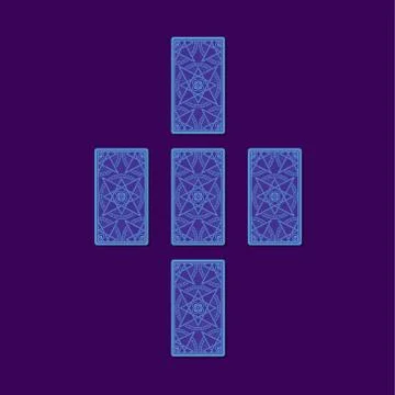 Simple cross tarot spread. Tarot cards back side Illustrazione stock