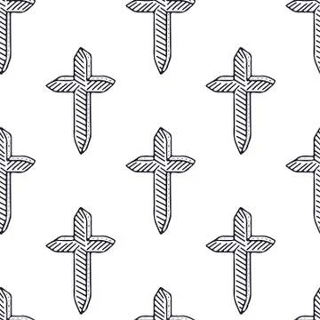 Simple crosses pattern. Minimali seamless pattern. Hand drawn crosses on whit Stock Illustration