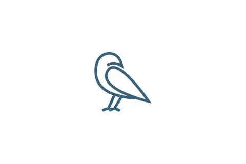 Simple crow logo design , abstract line art crow , single line crow , vector  Stock Illustration