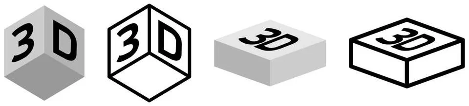 Simple cube or block shape icon with 3d text on it Simple cube or block sh... Stock Photos