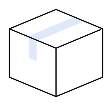 Simple Cube Package with Blue Tape in Minimalist Design Stock Illustration