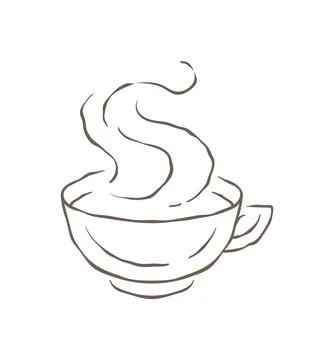 A Simple Cup Of Hot Steaming Coffee Or Tea Sketch Vector Illustration イラスト素材