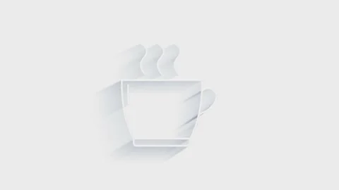 Simple cup icon. White icon with shadow on transparent background. Stock Footage 151522186