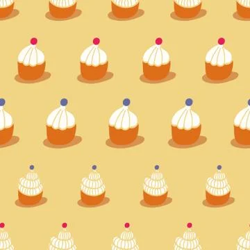 Simple cupcakes seamless vector pattern Stock Illustration