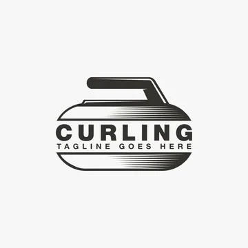 Simple curling logo sport vector with curling stone concept Stock Illustration