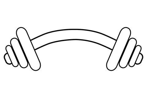 Simple curved outline vector barbel, isolated on white Stock Illustration