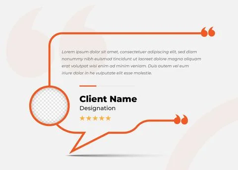 Simple customer feedback testimonial template design with image placeholder Stock Illustration