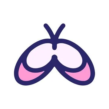 Simple cute butterfly in bright neon color Stock Illustration