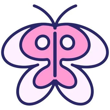 Simple cute butterfly in bright neon color Stock Illustration
