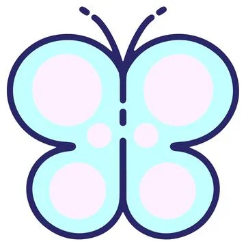 Simple cute butterfly in bright neon color Stock Illustration
