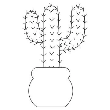Simple cute cactus in doodle style. Vector illustration isolated on white b.. Stock Illustration